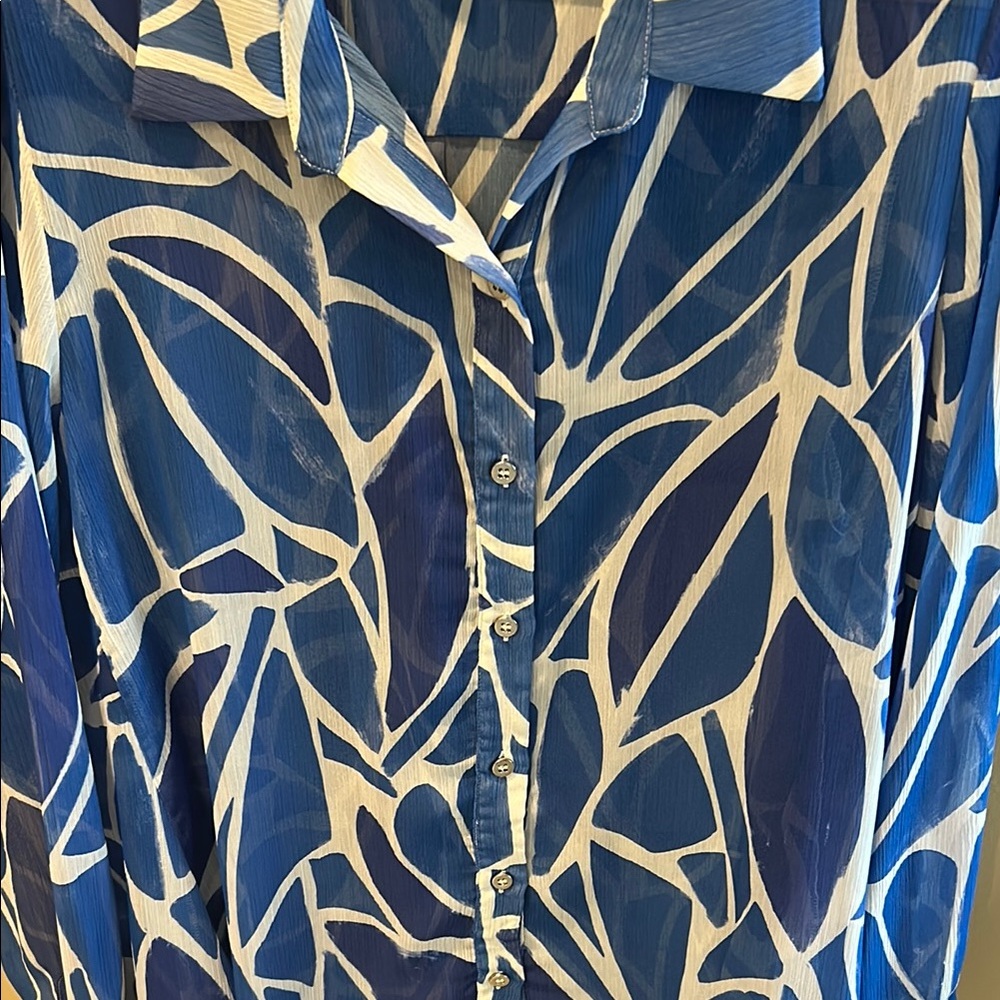 Frank Lyman Design Blue Button Down Shirt - Picture 3 of 5